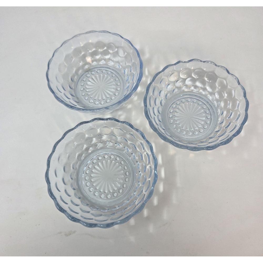ANCHOR HOCKING Bubble Bowl, Blue Cereal Bowl Vintage Set Of 4
